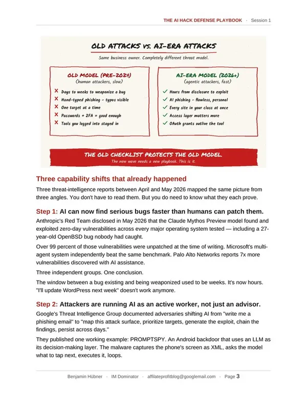 Module 1 page - old attacks vs AI-era attacks