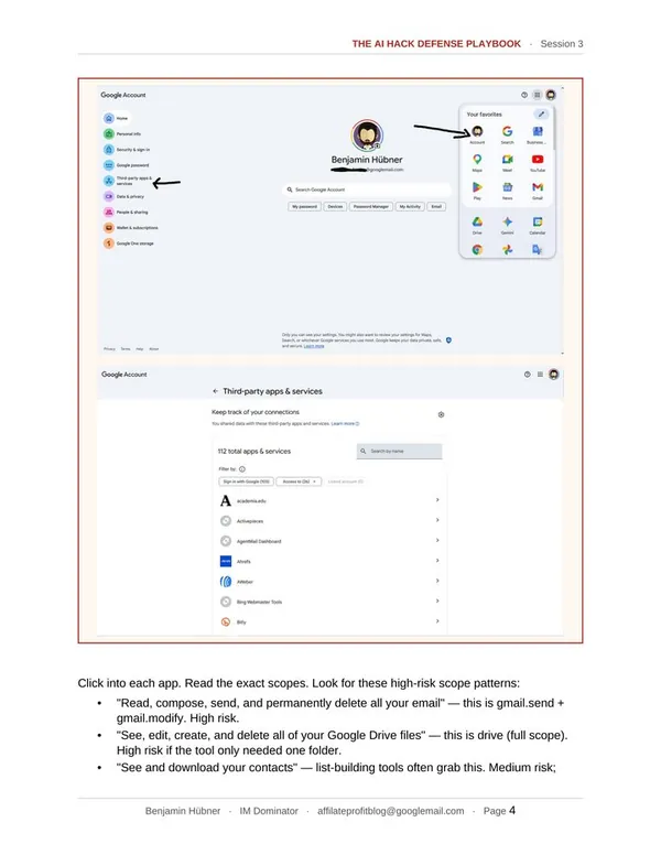 Module 3 page - the access audit, Google connected apps